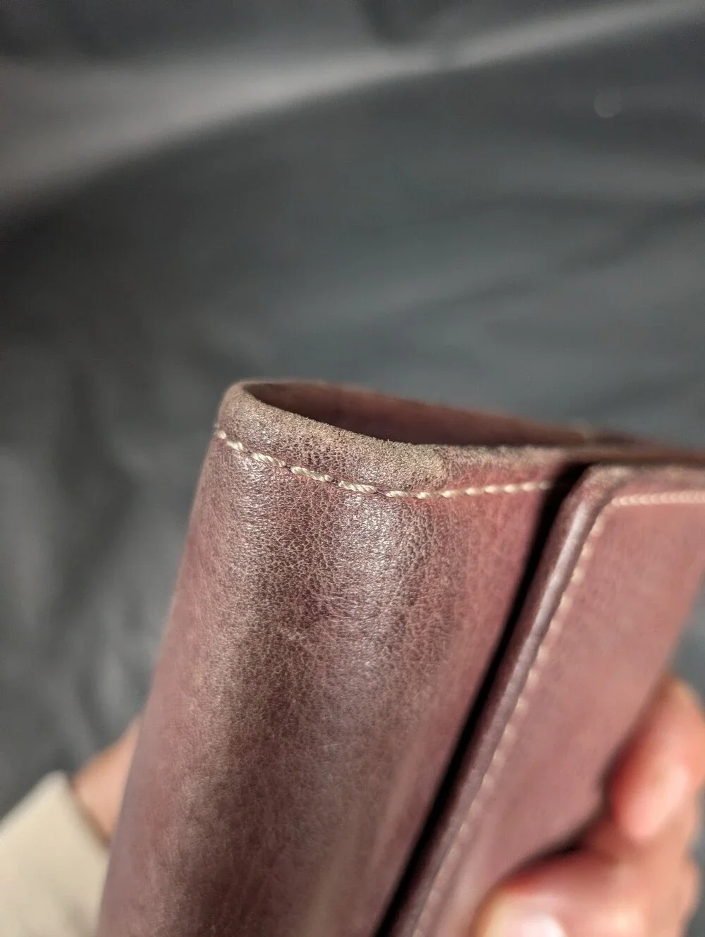 Fossil Wallet + Checkbook Genuine Leather: Eggplant